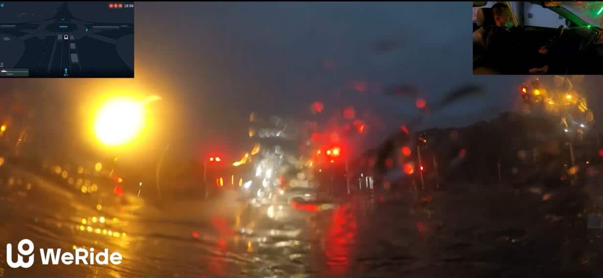 WeRide shows its self-driving capabilities in heavy rain and during rush hour