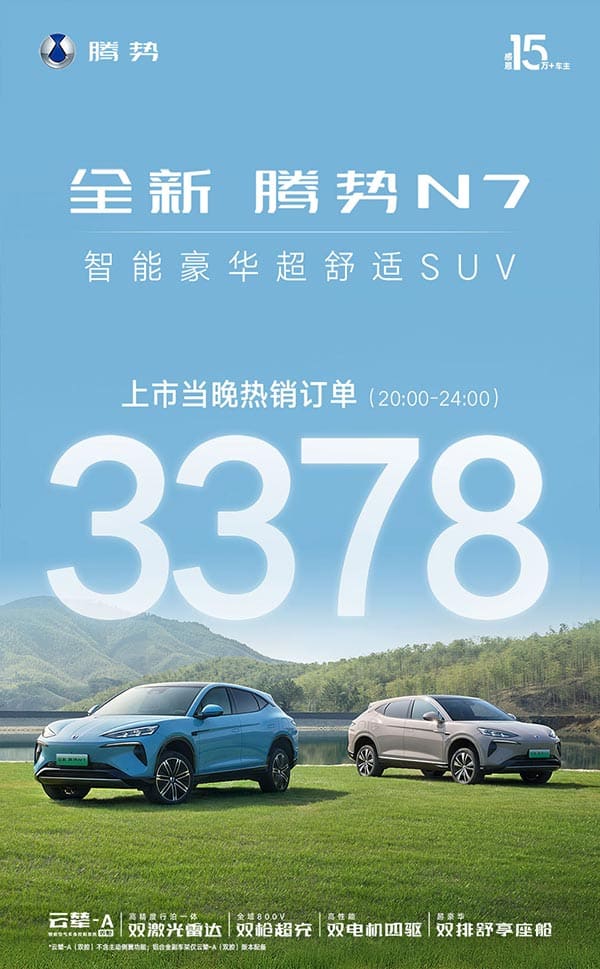 BYD Denza says updated N7 SUV gets 3,378 orders on launch day