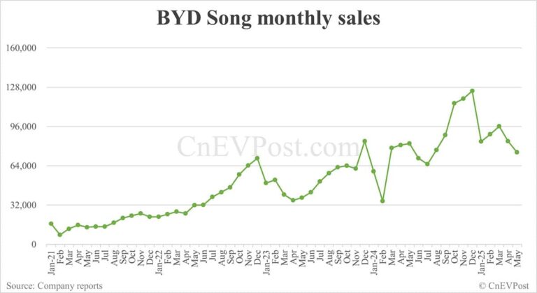 BYD May sales breakdown: Song 74,949 units, Seagull 60,131